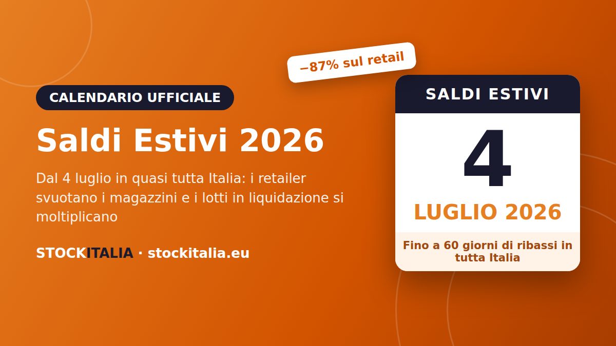 Saldi estivi 2026 dal 4 luglio in Italia: calendario ufficiale e liquidazione stock nei magazzini retail